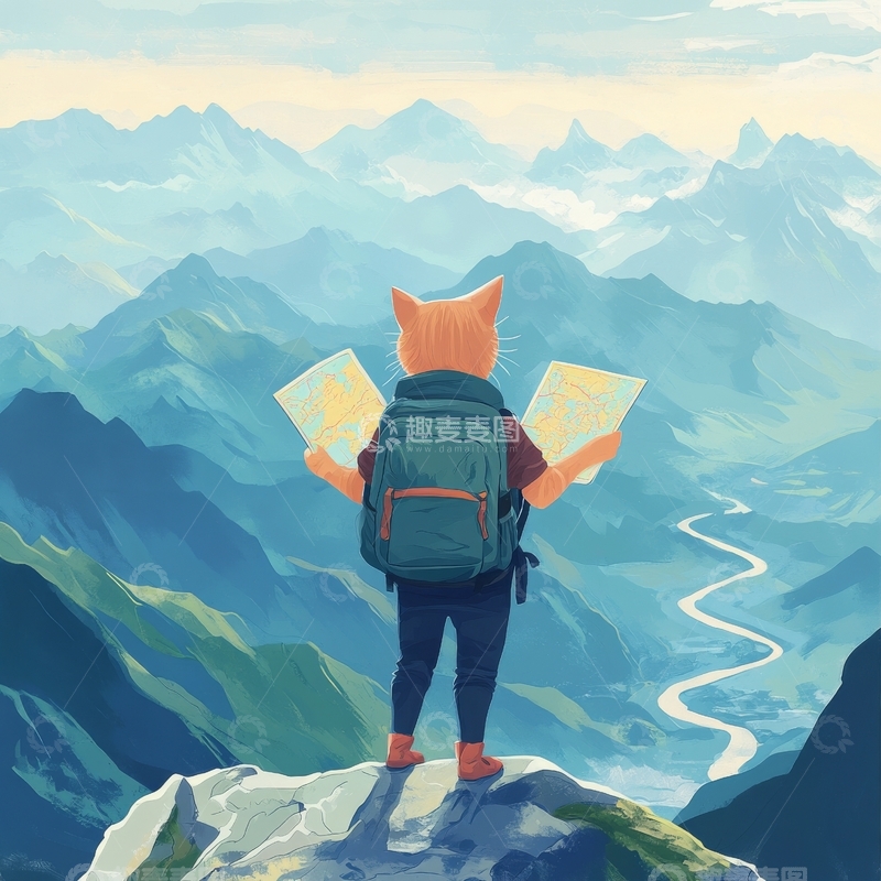 高清大图下载【趣麦麦图】山巅上的探险者