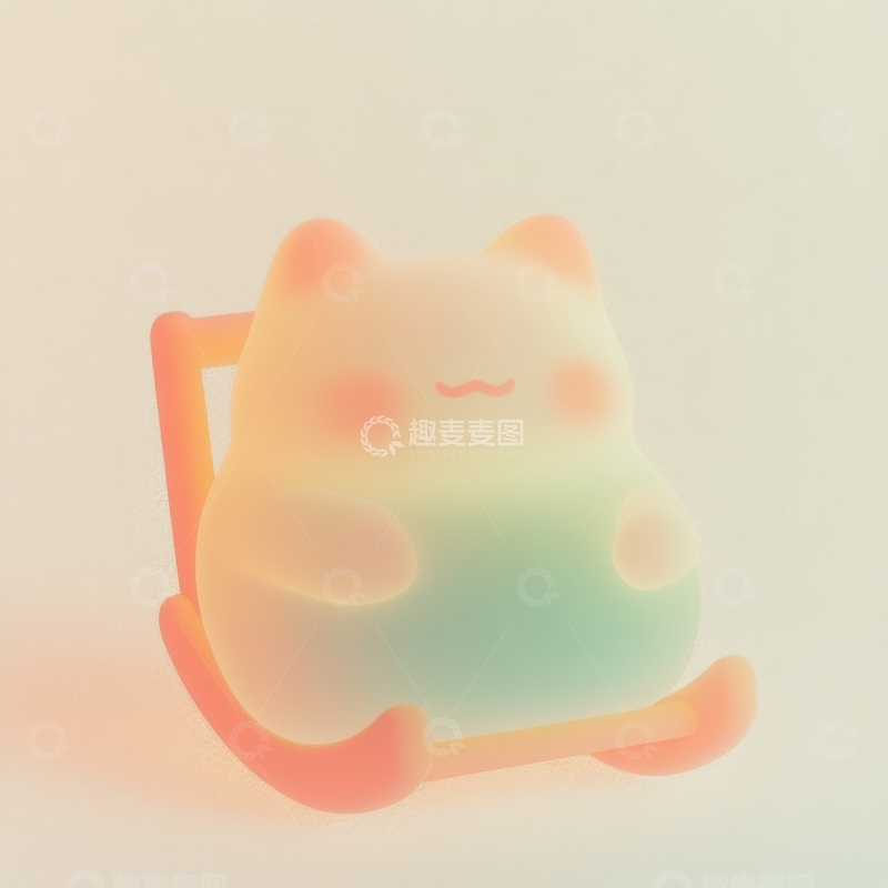 高清大图下载【趣麦麦图】渐变色猫咪坐在椅子上