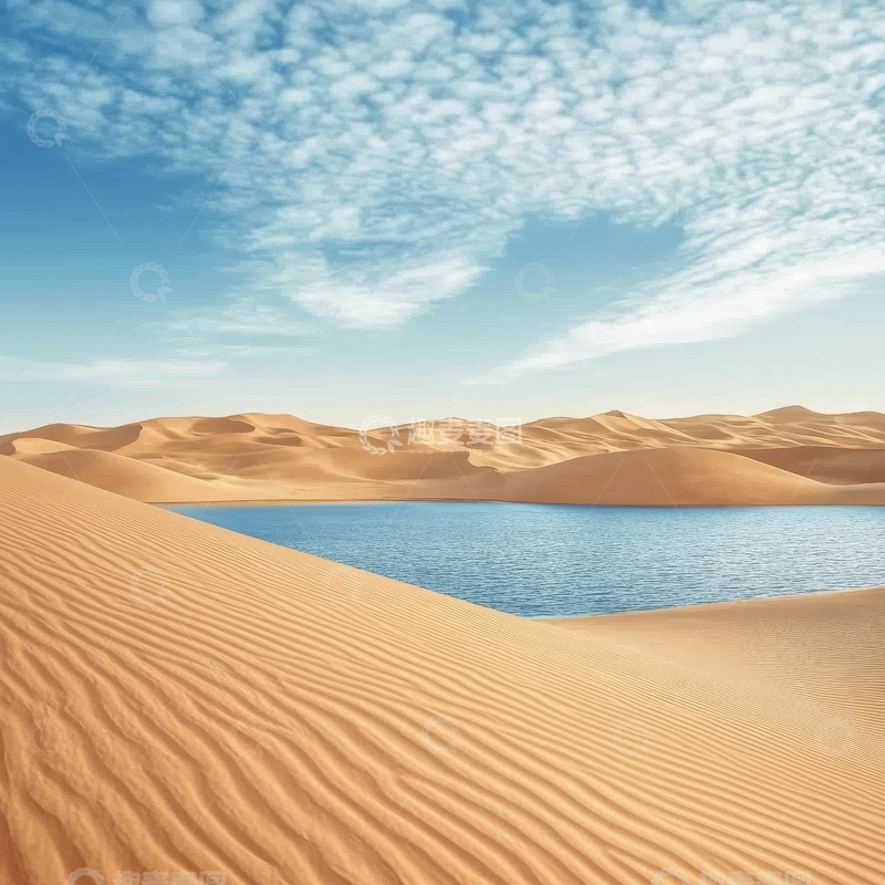 高清大图下载【趣麦麦图】沙漠中的宁静绿洲