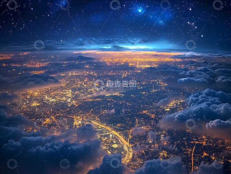 高清大图下载【趣麦麦图】夜空下的城市灯火