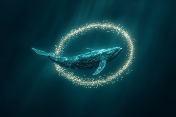 深海中的鲸鱼环绕光圈