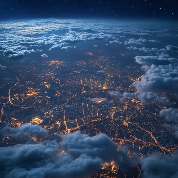 夜空俯瞰城市灯火