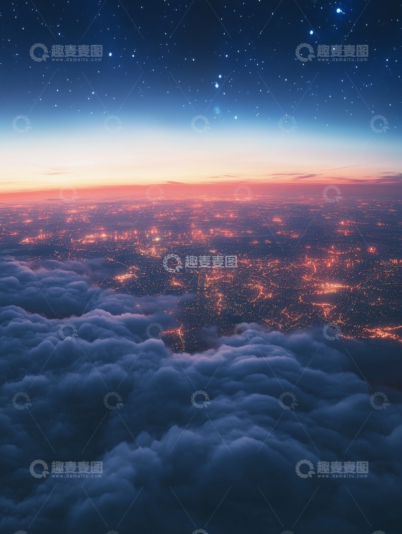 高清大图下载【趣麦麦图】夜空俯瞰城市灯火