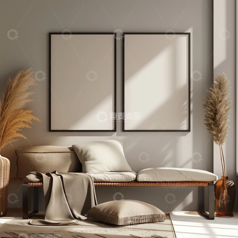 高清大图下载【趣麦麦图】简约室内设计，沙发与装饰画