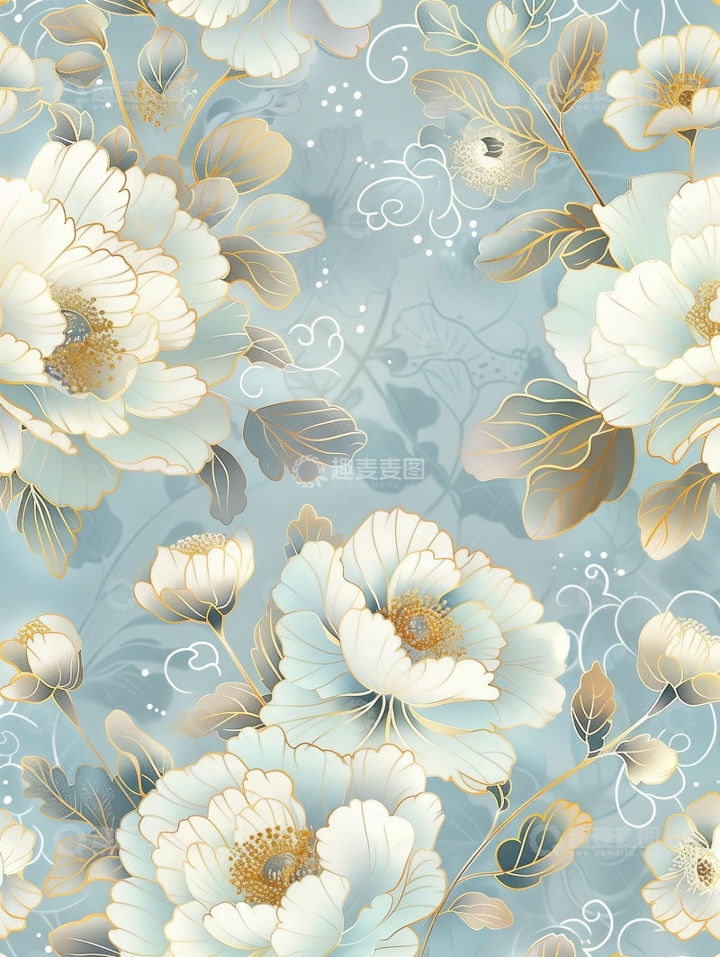高清大图下载【趣麦麦图】淡雅花卉图案背景