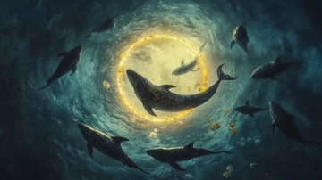 海底光圈中的鲸鱼群