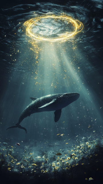 深海鲸鱼与光圈