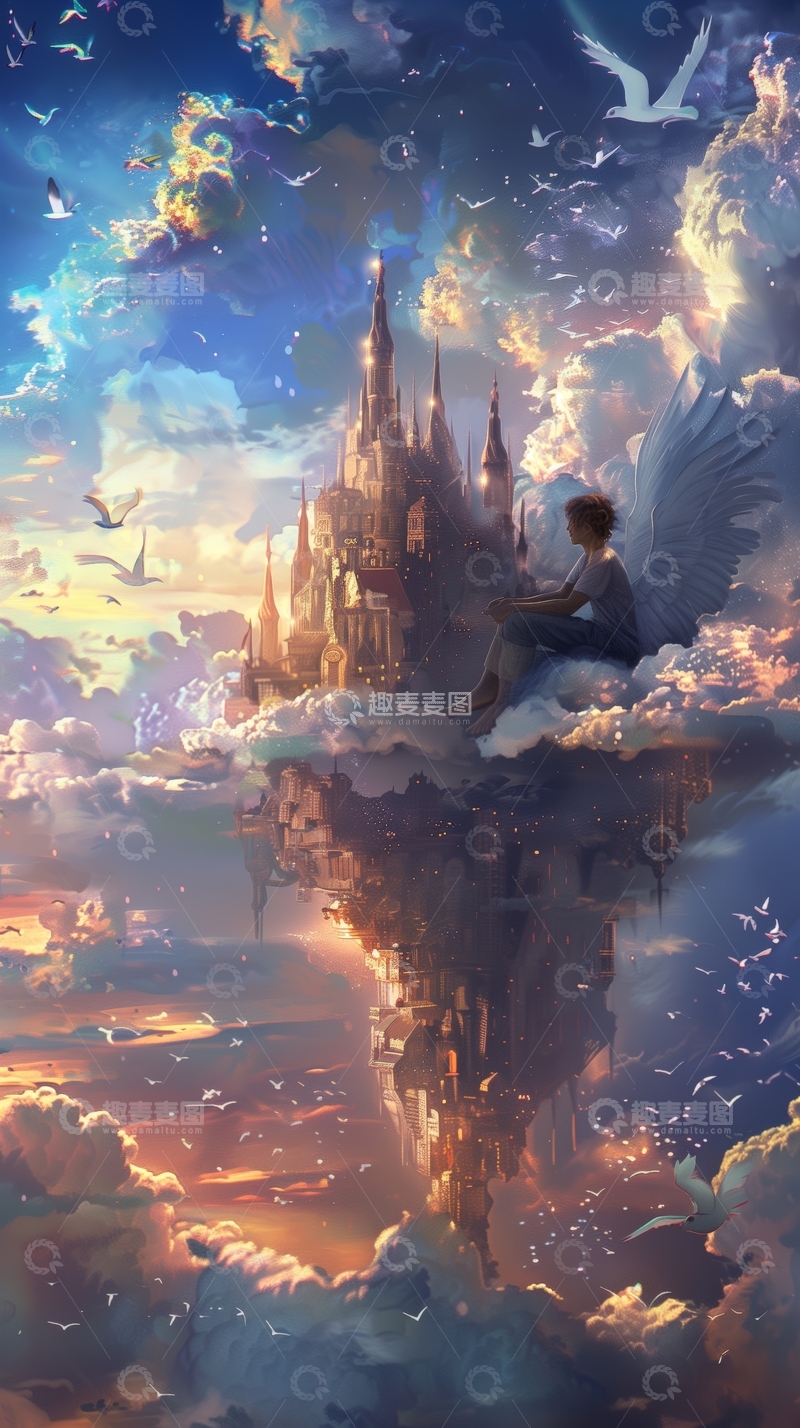 高清大图下载【趣麦麦图】云端城堡上的沉思者