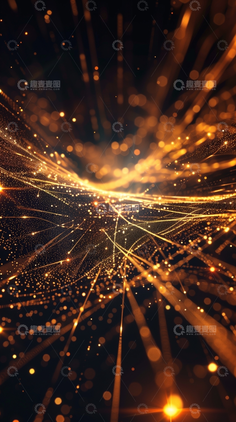 高清大图下载【趣麦麦图】金色光点交织的抽象背景