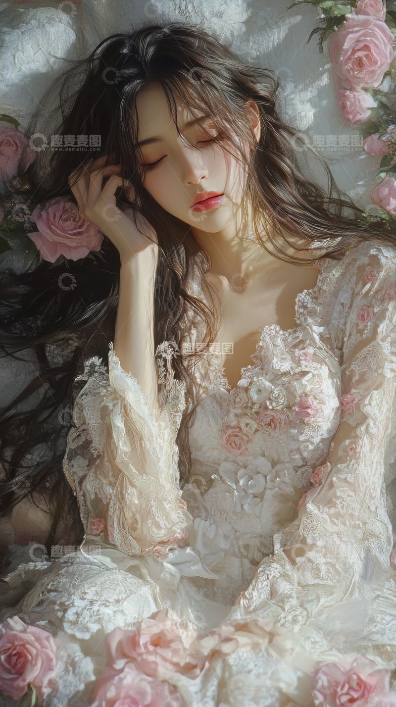 花海中的优雅女子