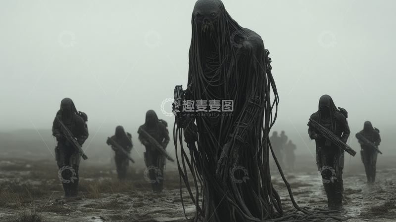 高清大图下载【趣麦麦图】神秘黑袍人物引领队伍前行