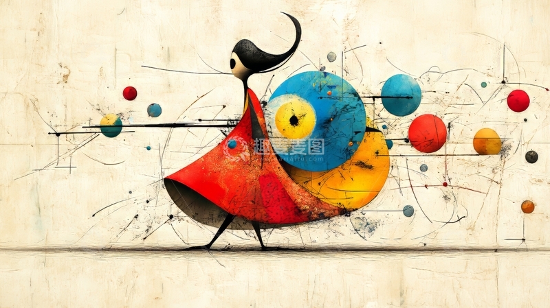 高清大图下载【趣麦麦图】抽象人物与色彩球体的动态组合