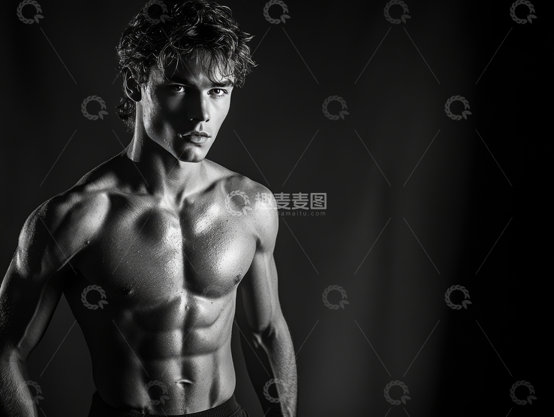 高清大图下载【趣麦麦图】黑白摄影中的健美男性