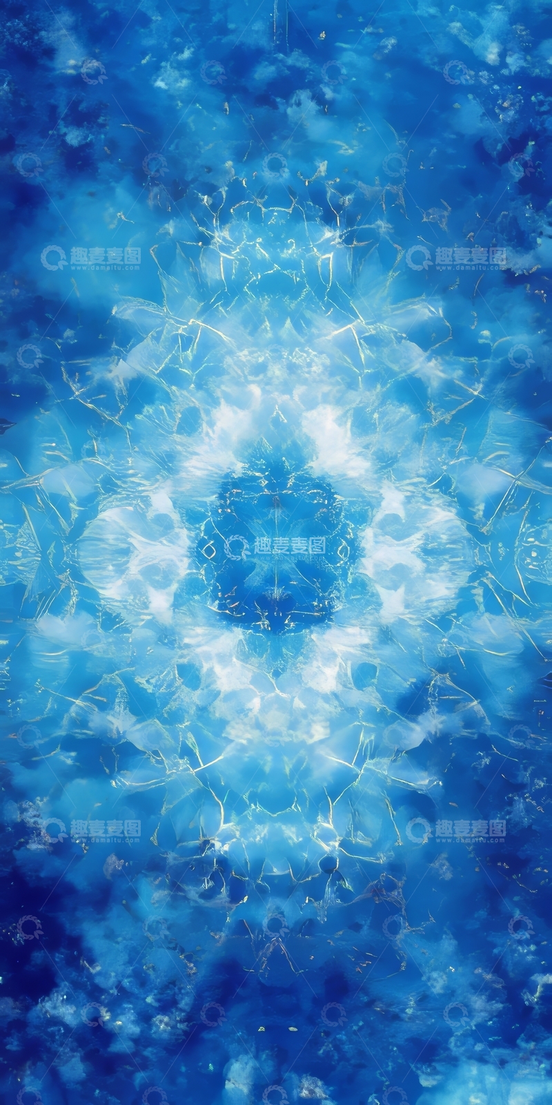 高清大图下载【趣麦麦图】蓝色抽象曼陀罗图案
