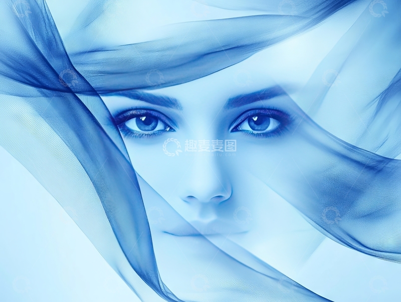 高清大图下载【趣麦麦图】蓝色梦幻女性肖像