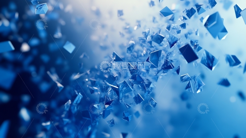 高清大图下载【趣麦麦图】蓝色晶体碎片动态飘散