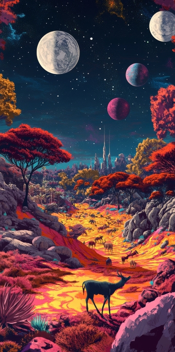奇幻星球上的多彩森林