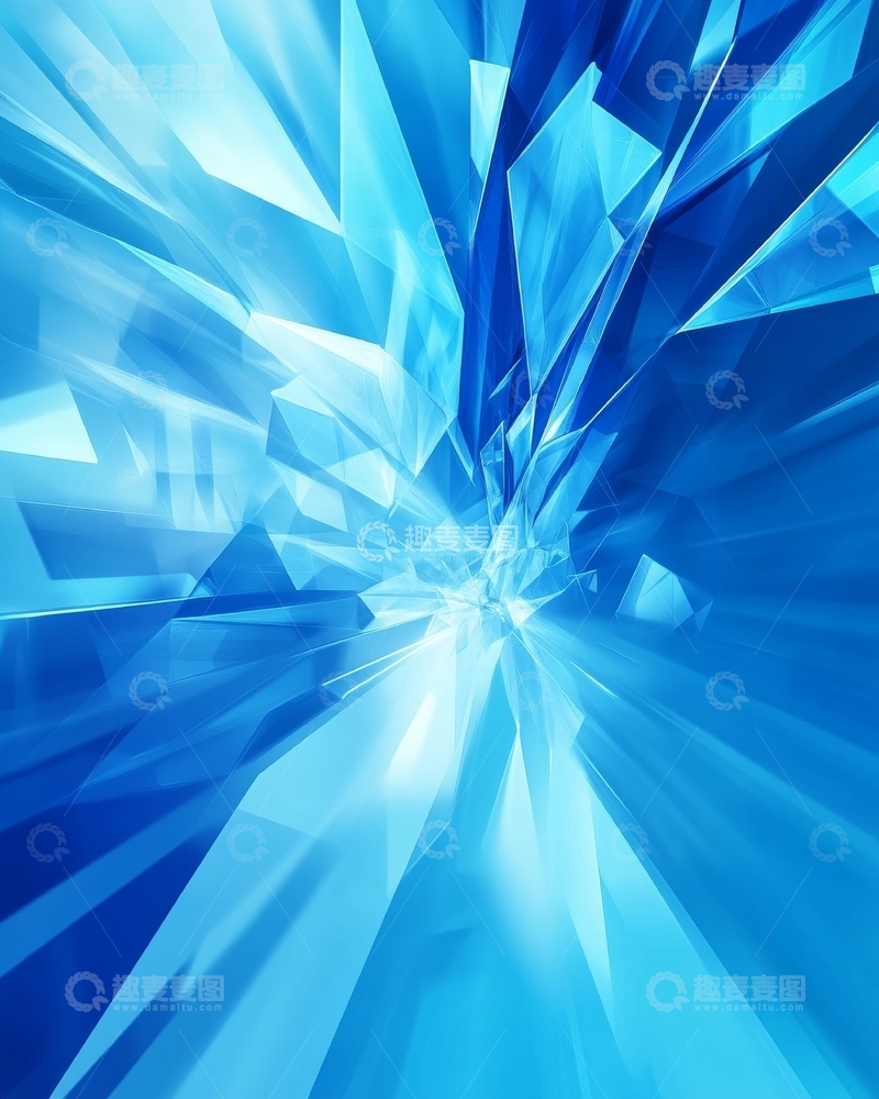 高清大图下载【趣麦麦图】蓝色晶体光芒四射