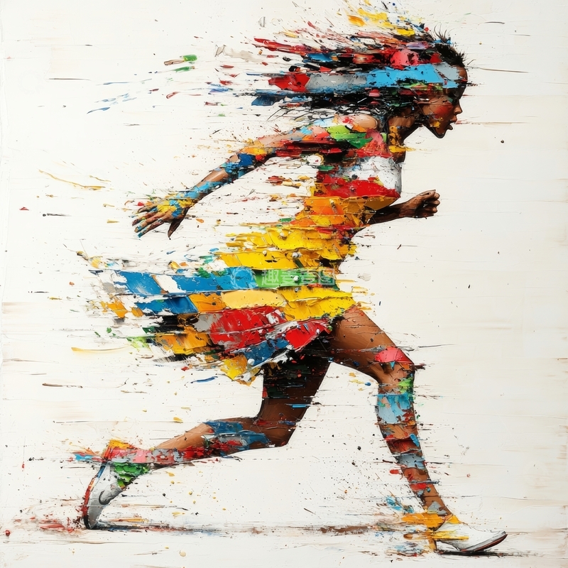 高清大图下载【趣麦麦图】彩色奔跑者