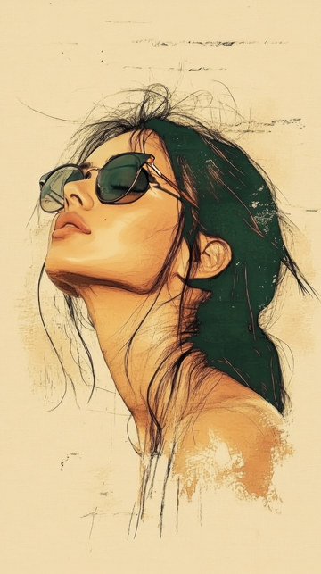 戴墨镜的女子仰头望天