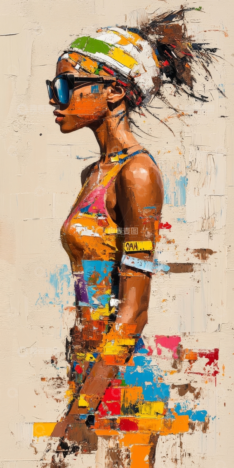 高清大图下载【趣麦麦图】色彩斑斓的女性肖像画