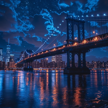 夜幕下的城市大桥