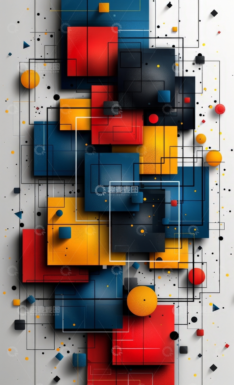 高清大图下载【趣麦麦图】几何色块与线条的抽象组合