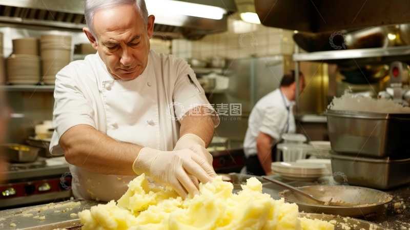 高清大图下载【趣麦麦图】厨师专注制作土豆泥