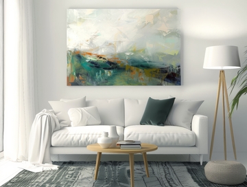 现代客厅装饰，抽象画与简洁家具