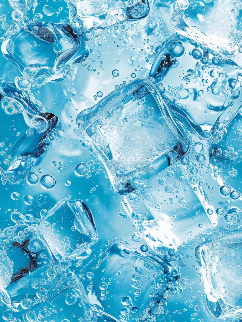 高清大图下载【趣麦麦图】冰块在水中漂浮的特写