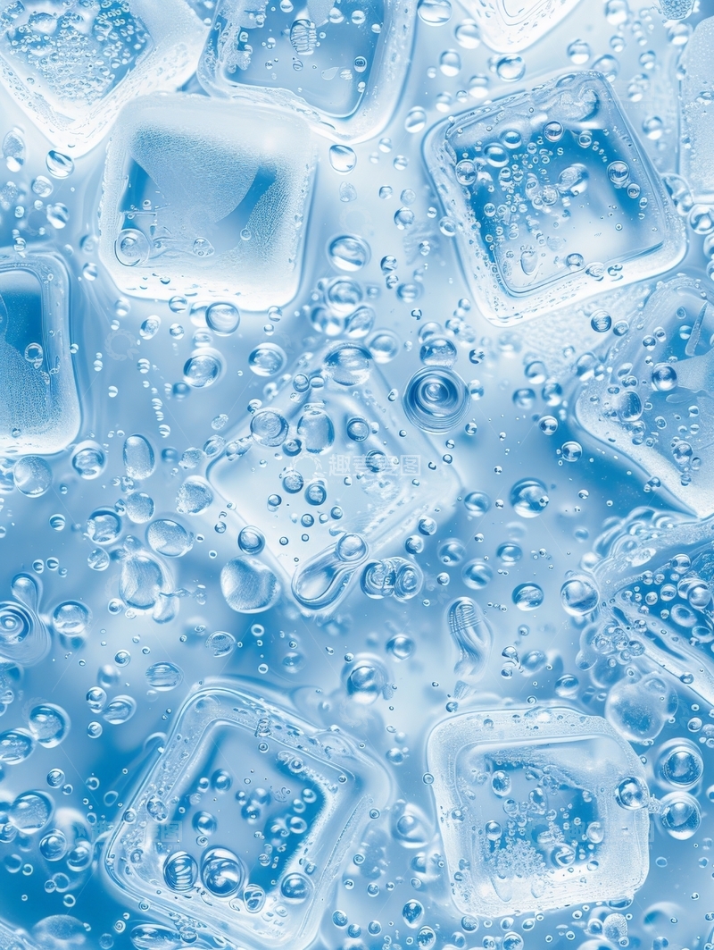 高清大图下载【趣麦麦图】冰块与气泡的清凉特写