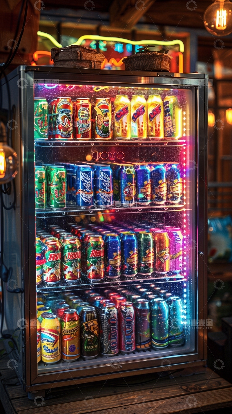 高清大图下载【趣麦麦图】色彩斑斓的饮料冷藏柜