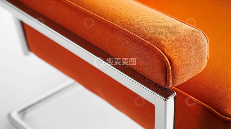 高清大图下载【趣麦麦图】橙色布艺椅子细节特写