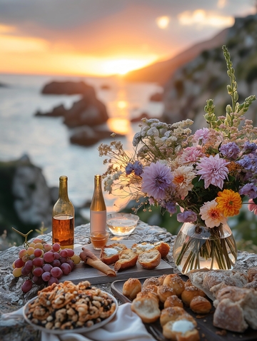 海边日落野餐布置