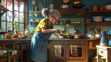 厨房中的烹饪时光