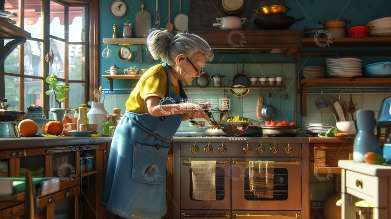 高清大图下载【趣麦麦图】厨房中的烹饪时光