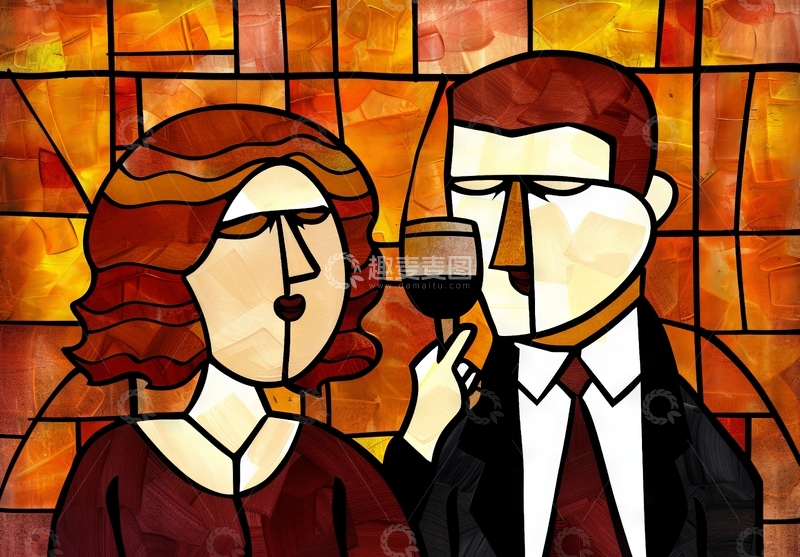 高清大图下载【趣麦麦图】品酒时刻：男女共赏美酒