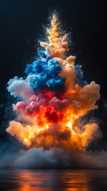 色彩斑斓的烟雾爆炸