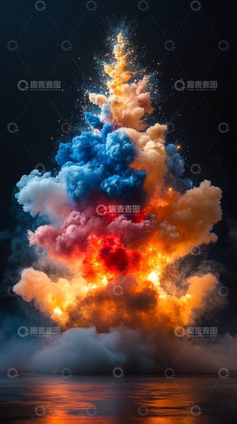 高清大图下载【趣麦麦图】色彩斑斓的烟雾爆炸
