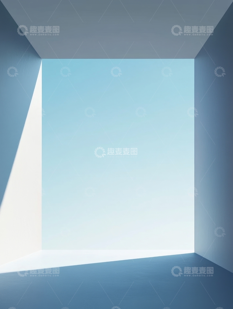 高清大图下载【趣麦麦图】空旷房间的光影与蓝天