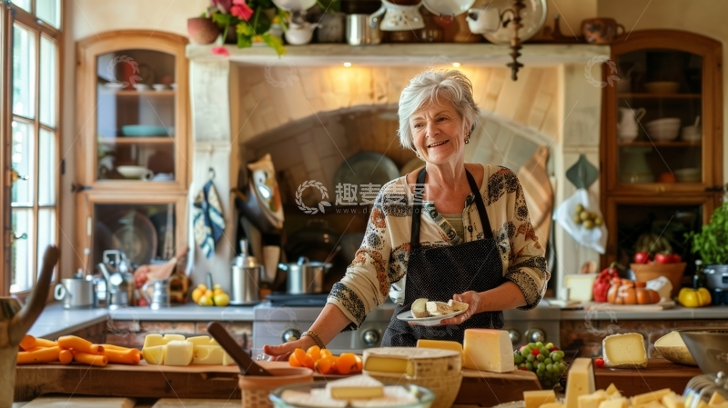高清大图下载【趣麦麦图】厨房中的微笑女性准备美食
