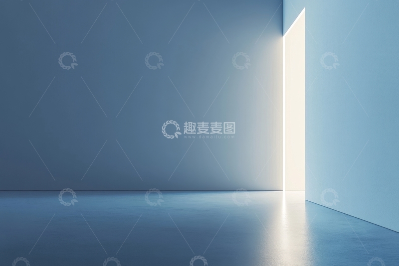 高清大图下载【趣麦麦图】蓝色房间的光线角落