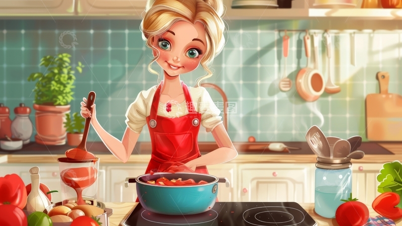 高清大图下载【趣麦麦图】厨房中的烹饪时光