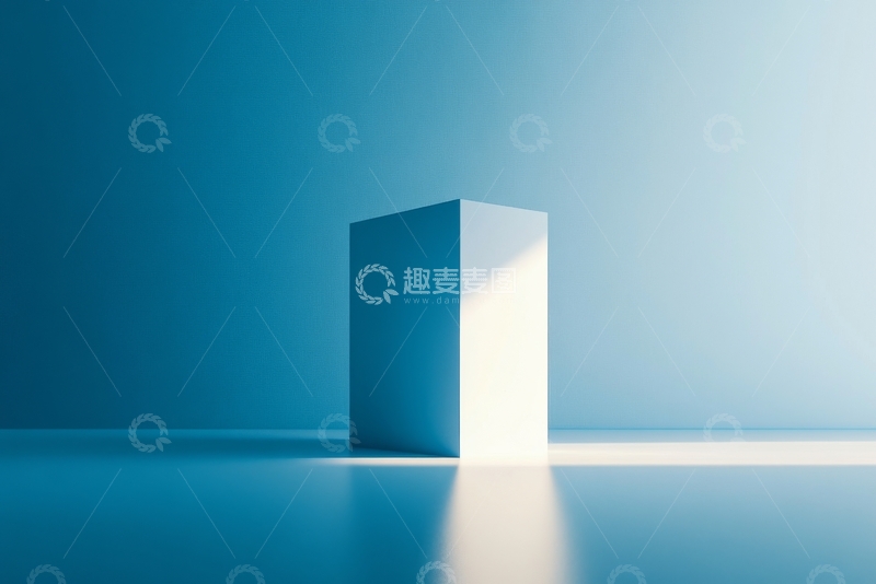 高清大图下载【趣麦麦图】蓝色背景下的光影立方体