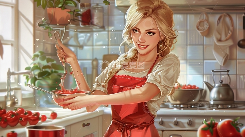 高清大图下载【趣麦麦图】厨房中的烹饪时光