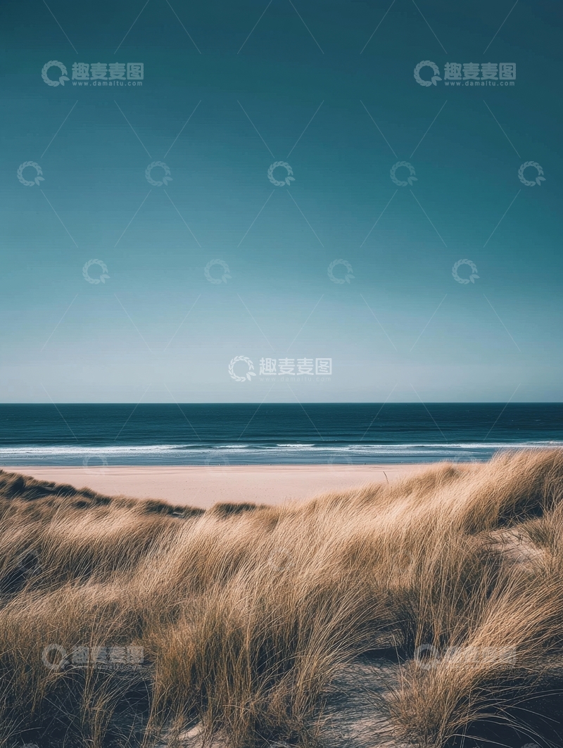 高清大图下载【趣麦麦图】海边沙丘与碧海蓝天