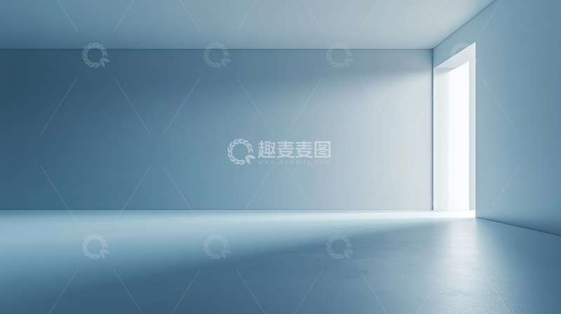 高清大图下载【趣麦麦图】空旷房间，光线从门缝中透入