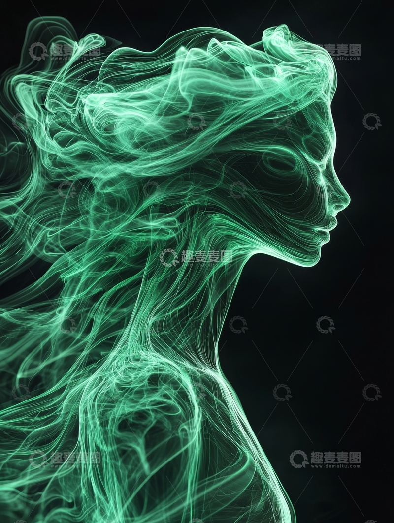 高清大图下载【趣麦麦图】烟雾构成的女性侧脸轮廓