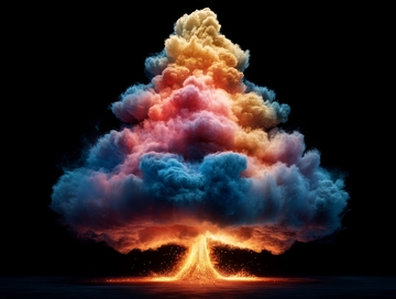 彩色蘑菇云爆炸瞬间