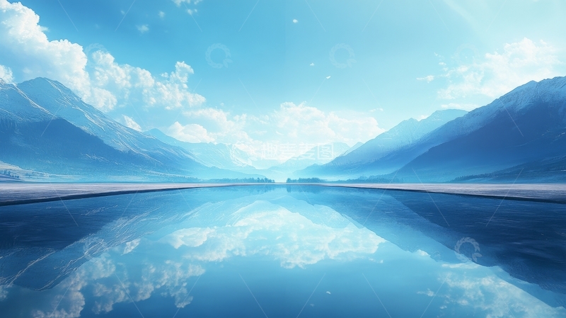 高清大图下载【趣麦麦图】雪山湖泊镜面反射